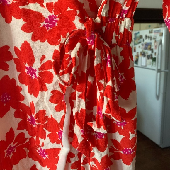 Zara Red Floral Print Wrap Mini Dress - Picture 6 of 10
